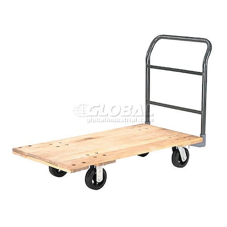 Platform Truck W/Hardwood Deck, 54 X 27, 2000 Lb. Capacity, 6 Rubber Casters